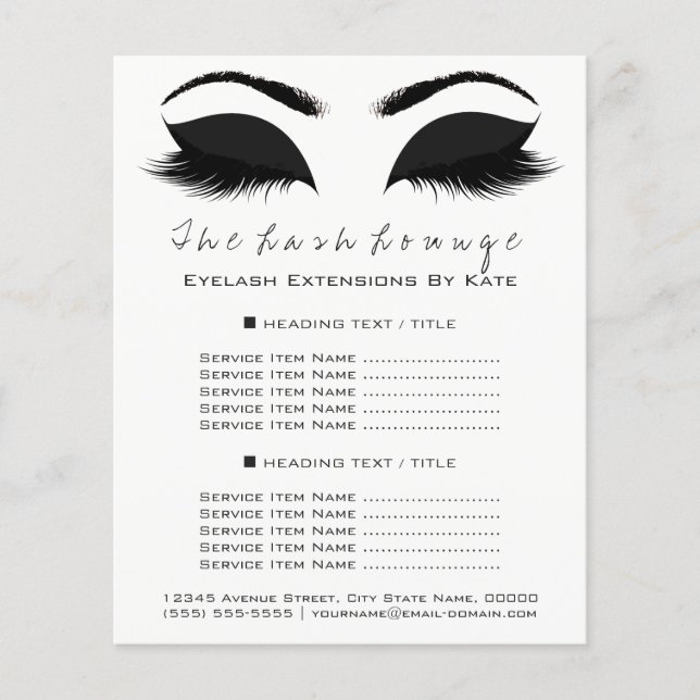 Makeup Artist Beauty Salon Black White Flyer Brows (Front)