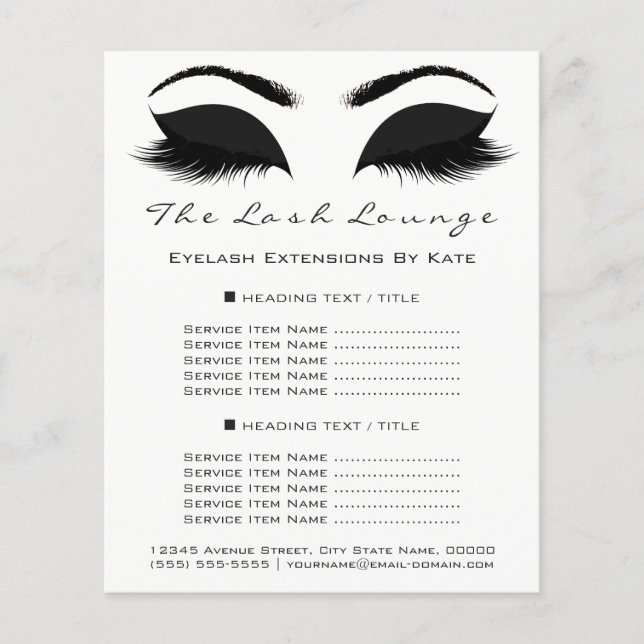 Makeup Artist Beauty Salon Black White Flyer Brows (Front)