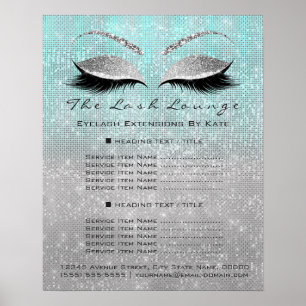 Makeup Artist Beauty Salon Blue Aqua Grey Poster