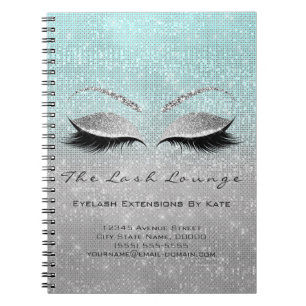 Makeup Artist Beauty Salon Blue Aqua Silver Grey Notebook