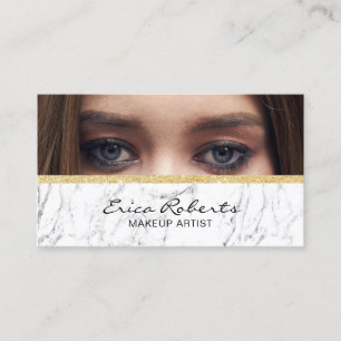 Makeup Artist Beauty Salon Custom Photo Marble Business Card