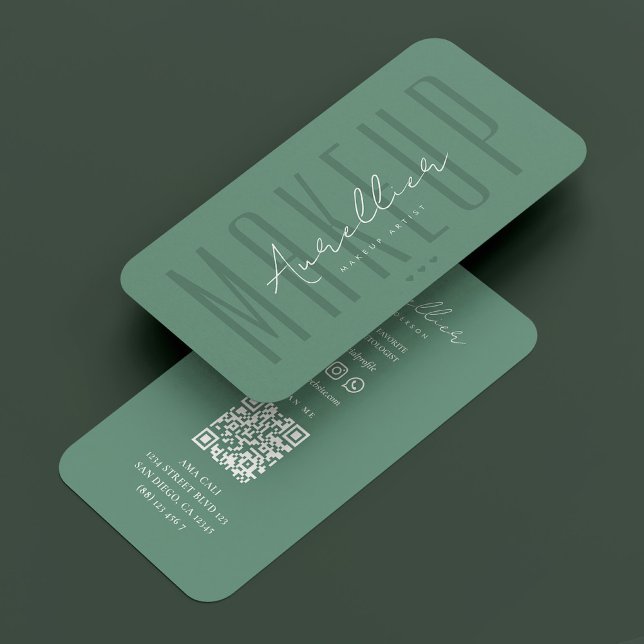 Makeup Artist Beauty Salon Dusty Teal Modern Business Card (Makeup Artist Beauty Salon Dusty Teal Modern Business Card
)
