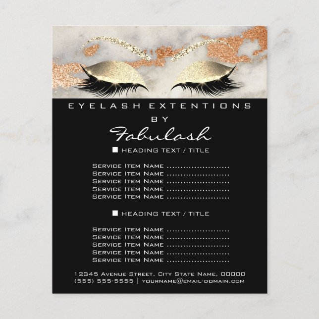 Makeup Artist Beauty Salon Flyer Marble Coral Gold (Front)