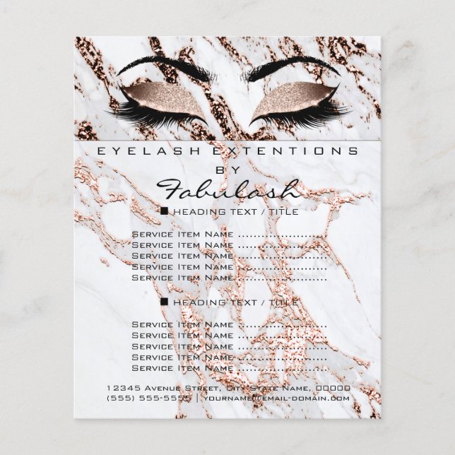 Makeup Artist Beauty Salon Glitter Flyer Marble (Front)