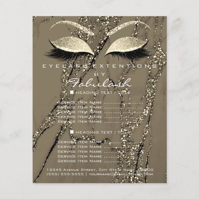 Makeup Artist Beauty Salon Glitter Flyer Marble (Front)