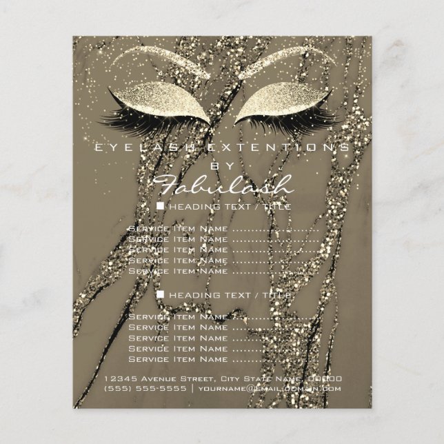 Makeup Artist Beauty Salon Glitter Flyer Marble1 (Front)