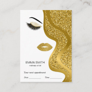 Makeup Artist Beauty Salon Gold Glitter Appointment Card