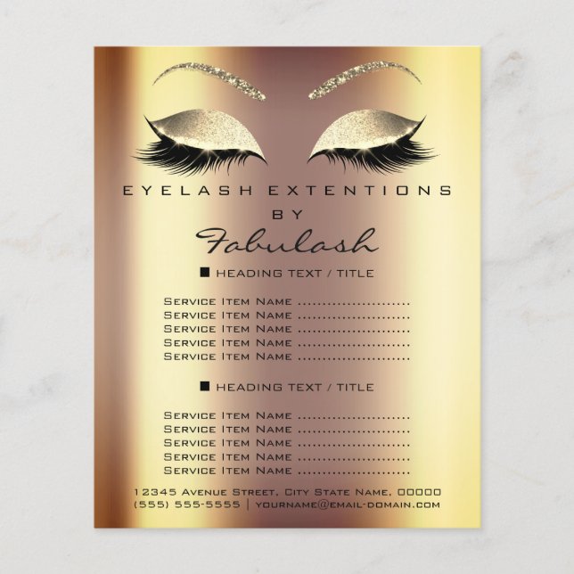 Makeup Artist Beauty Salon Gold Glitter Flyer Faux (Front)
