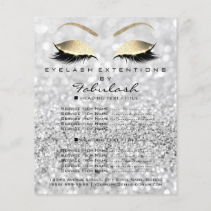Makeup Artist Beauty Salon Gold Glitter Flyer Grey