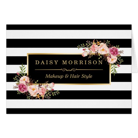 Makeup Artist Beauty Salon Gold Vintage Floral Card