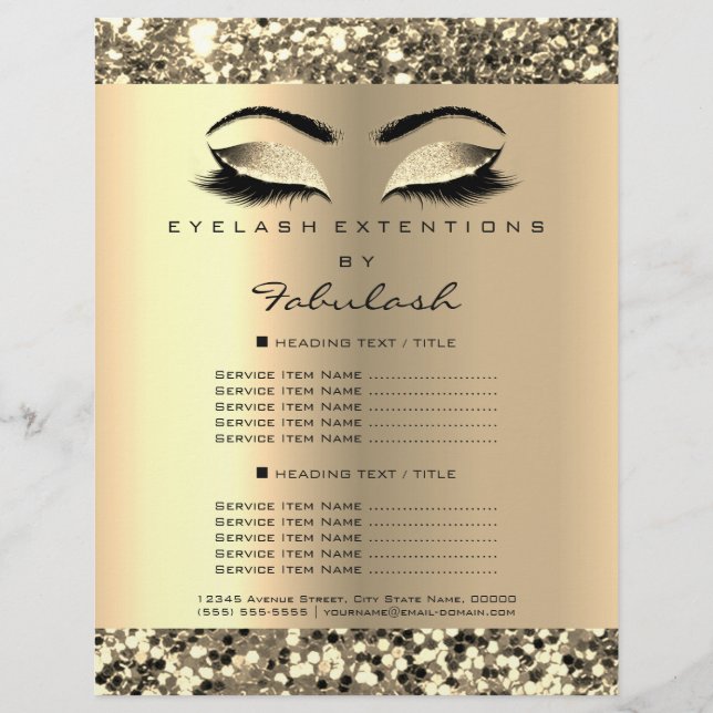 Makeup Artist Beauty Salon Golden Flyer Prices (Front)