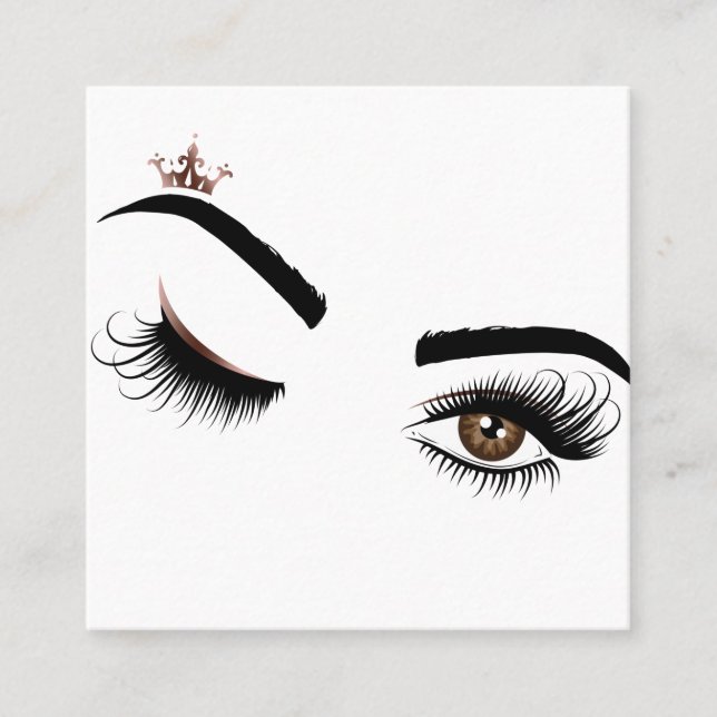 Makeup artist Beauty Salon Lash Extension wink eye Square Business Card (Front)