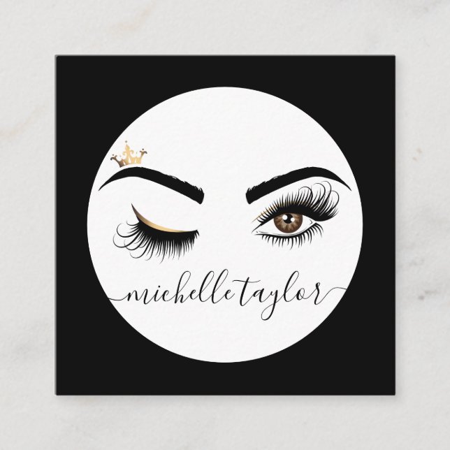 Makeup artist Beauty Salon Lash Extension wink eye Square Business Card (Front)