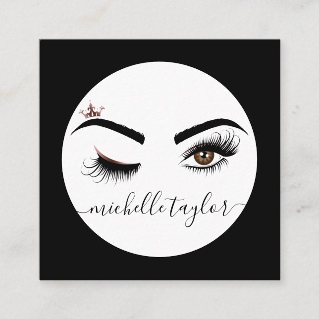 Makeup artist Beauty Salon Lash Extension wink eye Square Business Card (Front)
