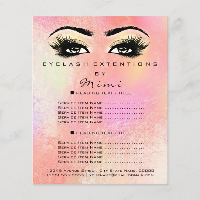 Makeup Artist Beauty Salon Lash Flyer Pastel Ombre (Front)