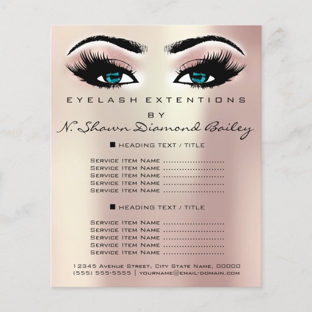 Makeup Artist Beauty Salon Lashes Rose Blue Eyes Flyer (Front)