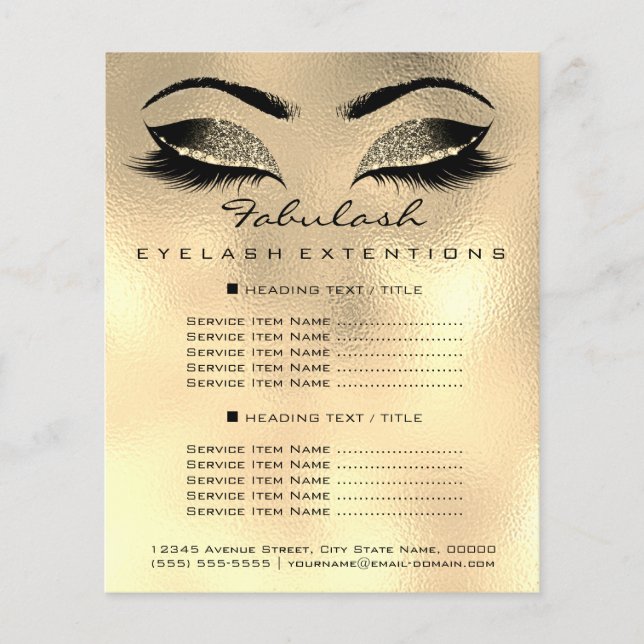 Makeup Artist Beauty Salon Price List Flyer Browns (Front)