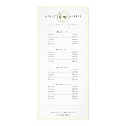 Makeup Artist Beauty Salon Professional Price List Rack Card