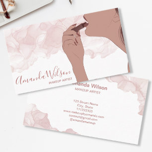 Makeup Artist Beauty Salon Rose Gold Glitter Woman Business Card