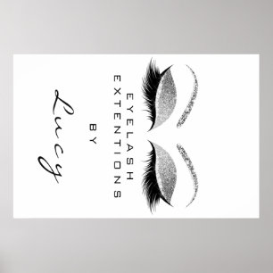 Makeup Artist Beauty White Eyebrow Silver Glitter Poster