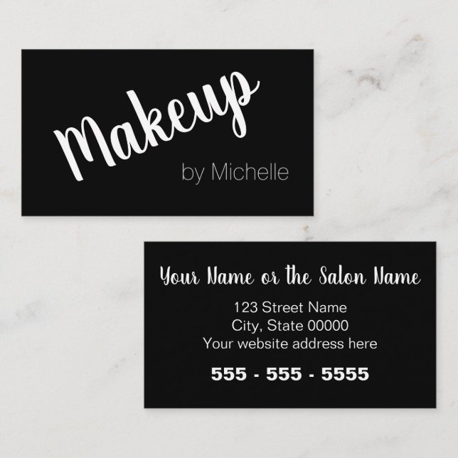 Makeup Artist Black Business Card (Front/Back)