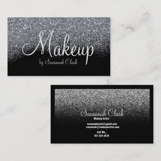 Makeup Artist/Black Glitter Business Card (Front/Back)
