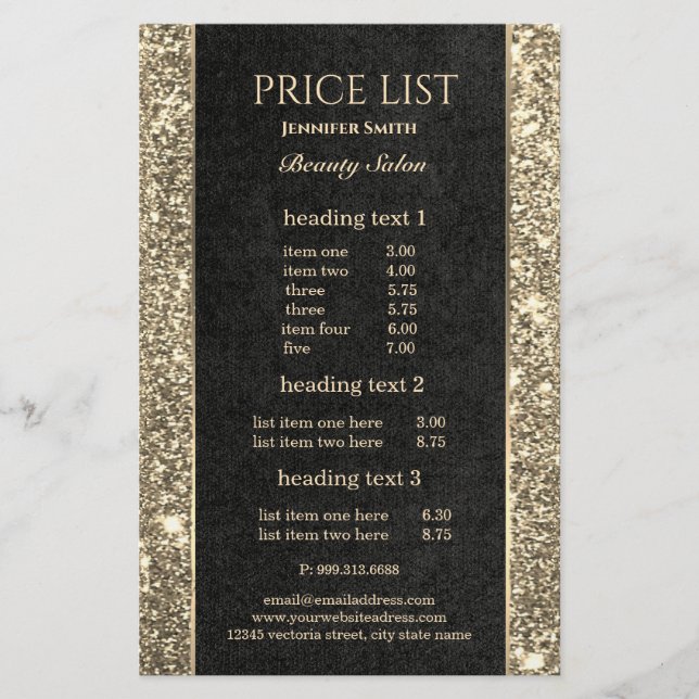 Makeup Artist Black Gold Glitter flyer (Front)