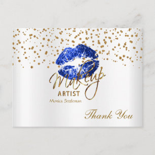 Makeup Artist Blue Lips on White Postcard