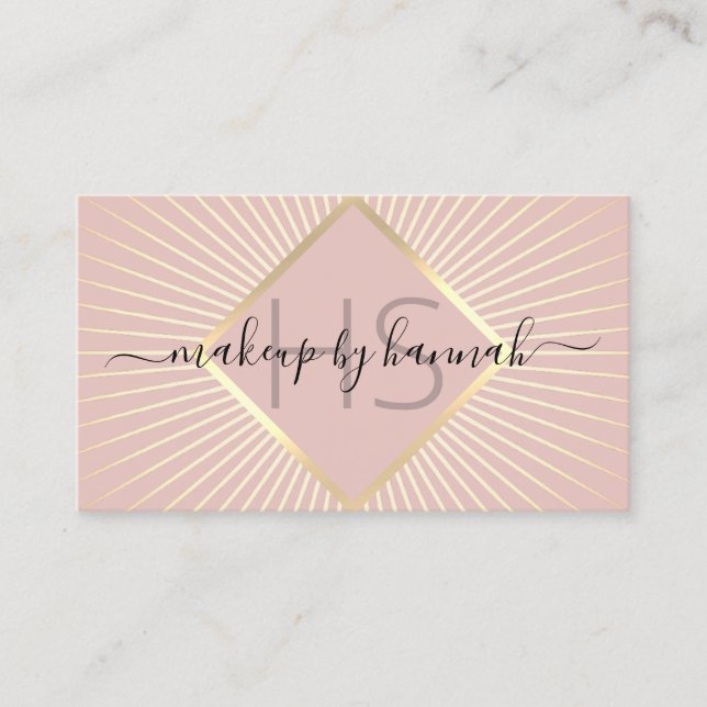 Makeup Artist Blush Pink & Gold Beauty Salon Business Card (Front)