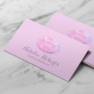 Makeup Artist Blush Pink Ombre Lips Beauty Salon Business Card