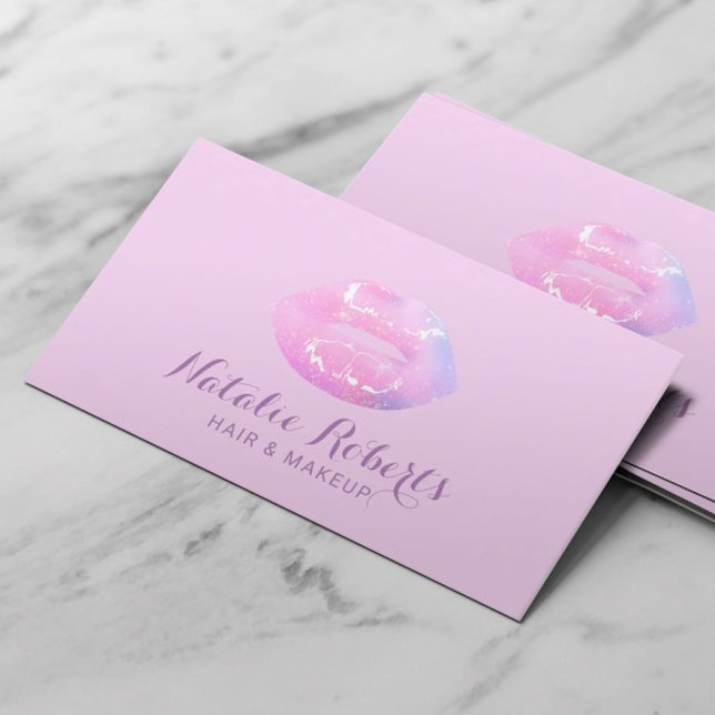 Makeup Artist Blush Pink Ombre Lips Beauty Salon Business Card (Creator Uploaded)