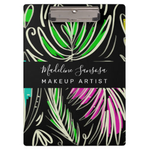 Makeup Artist Bright Jungle Doodles Black Clipboard