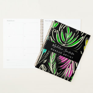 Makeup Artist Bright Jungle Doodles Black Planner