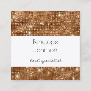 Makeup Artist Bronze Sparkle Glam Square Business Card