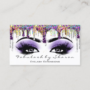 Makeup Artist Brow Eyelash Gray Purple Holograph Business Card