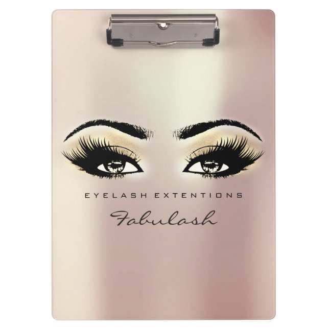 Makeup Artist Brown Studio Lashes Champaigne Pink Clipboard (Front)