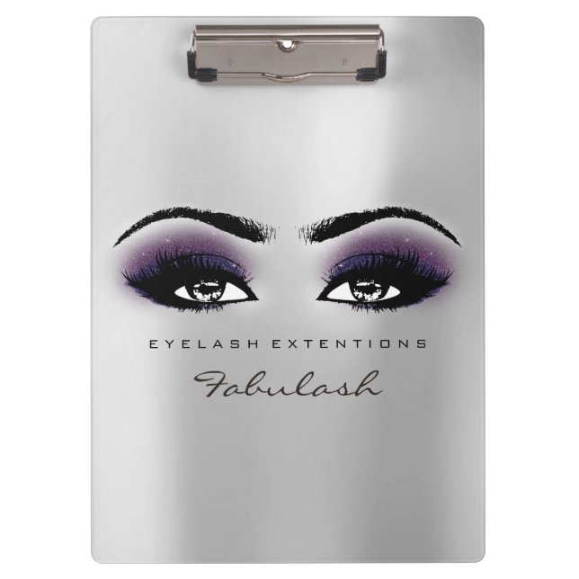 Makeup Artist Brown Studio Lashes Silver Violet Clipboard (Front)