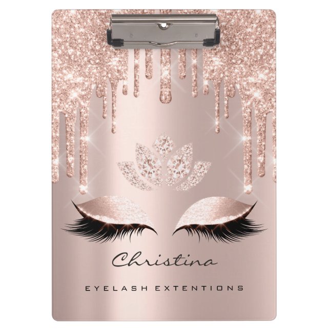 Makeup Artist Brown Wax Lashes Spark Diamond Lotus Clipboard (Front)
