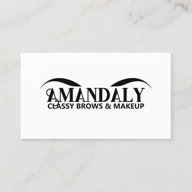 Makeup Artist Brows QR LOGO Black White Business Card (Front)
