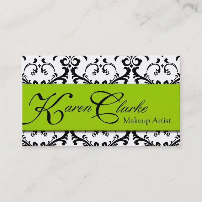 Makeup Artist Business Card Damask (Front)