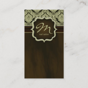 Makeup Artist Business Card Damask Green Brown
