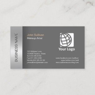 Makeup Artist Business Card Elegant Grey Border