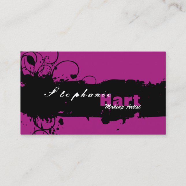 Makeup Artist Business Card - Grunge Splatter Pink (Front)