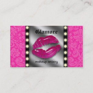 Makeup Artist Business Card LIghts Lips Mirror