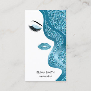 Makeup artist business card with glitter effect
