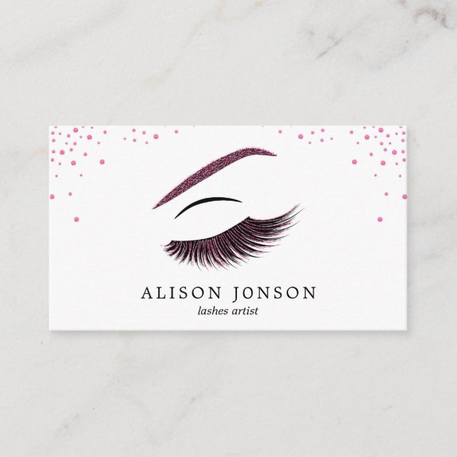 Makeup artist business card with glitter effect (Front)