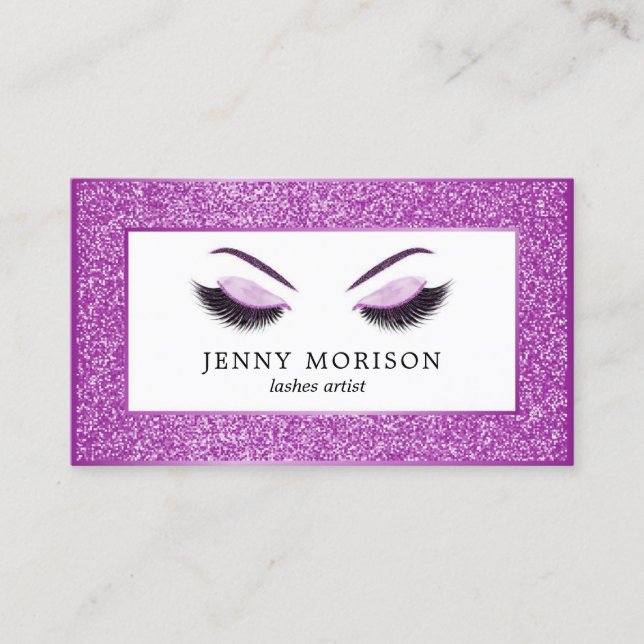 Makeup artist business card with glitter effect (Front)
