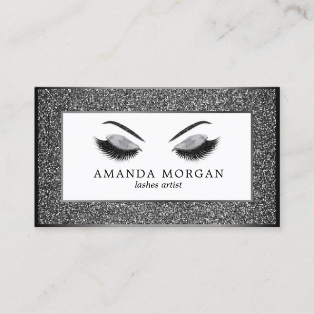 Makeup artist business card with glitter effect (Front)