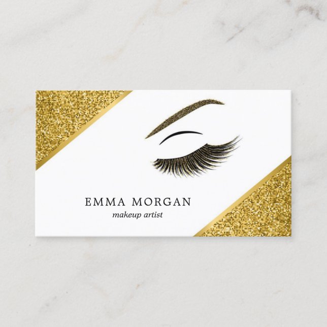 Makeup artist business card with glitter effect (Front)