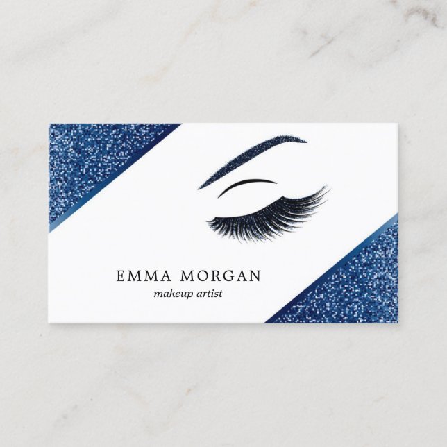 Makeup artist business card with glitter effect (Front)